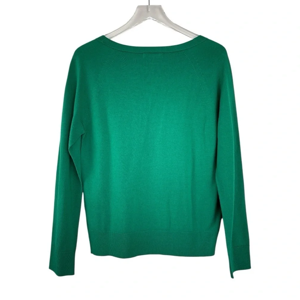 Banana Republic 100% Merino Wool V-Neck Sweater Size Medium Kelly Green - Picture 2 of 4